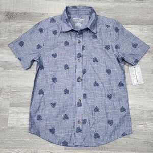 Boys Kids Youth Beach School Tommy Bahama Button Leaves Palms Casual Shirt 7/8 M